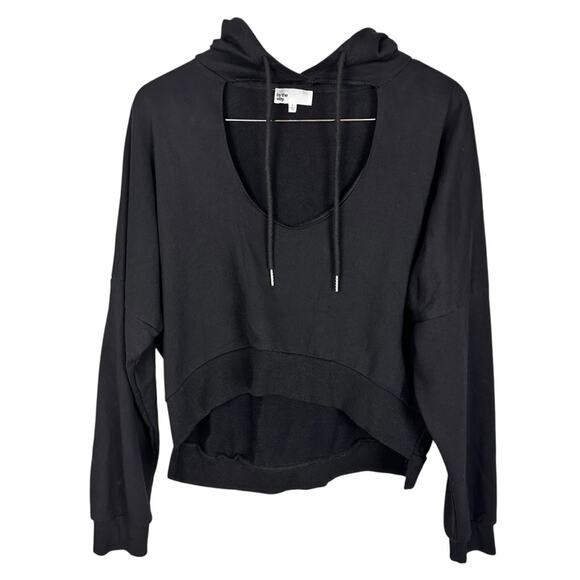Revolve by the way. Black Cropped Relaxed V-neck Hoodie Size Small - Picture 2 of 9